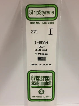 Evergreen I-Beam .060" - Opaque White Polystyrene - #271