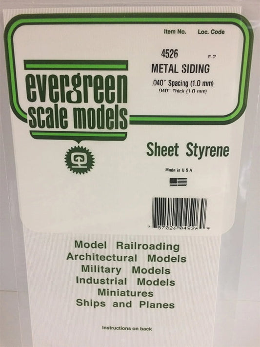 Evergreen Metal Siding .040" - Opaque White Polystyrene - #4526