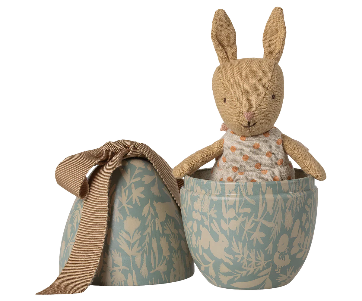 Easter Egg with Micro Rabbit, Small - Dusty Blue - Maileg