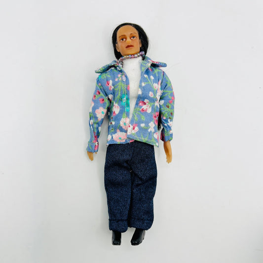 Adult Female with Long Dark Hair Doll - Posable Arms/Legs - 1/12 Scale Dollhouse Miniature