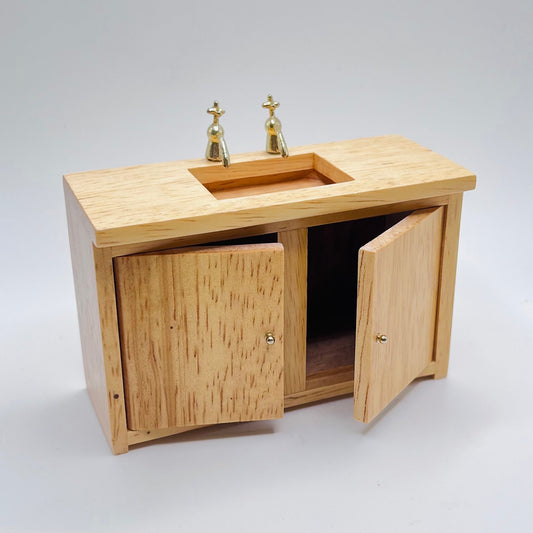 Kitchen Sink - Wood - 1/2 Scale Dollhouse Miniature