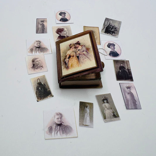 Memory Box with Old Pictures - 1/12 Scale Dollhouse Miniature