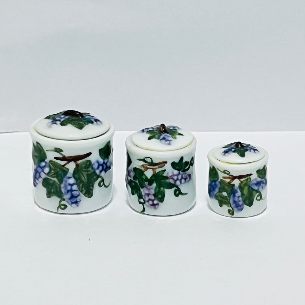 Set of 3 Canisters - Ceramic - 1/2 Scale Dollhouse Miniature