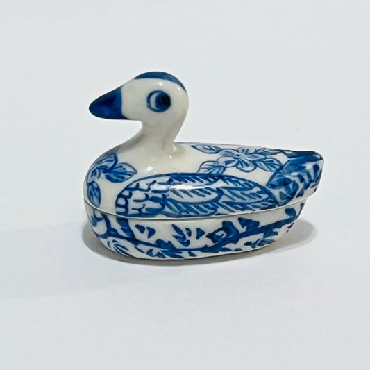 Ceramic Duck Trinket Box- 1/2 Scale Dollhouse Miniature