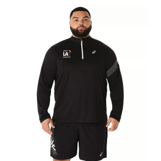 2026 ASICS Los Angeles Marathon - ASICS Men's Icon Long Sleeve 1/2 Zip Black (2011D459) (LA26-12)