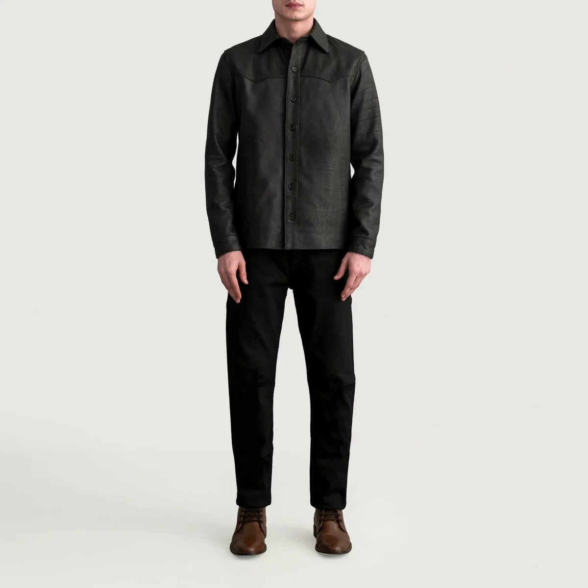 Bronco Tumbled Brown Leather Shirt