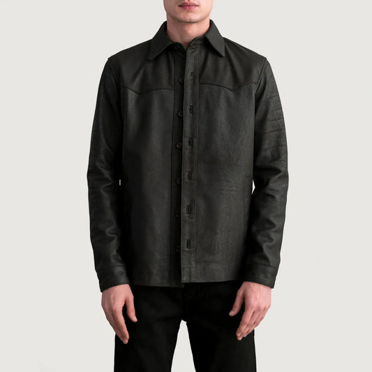 Bronco Tumbled Brown Leather Shirt