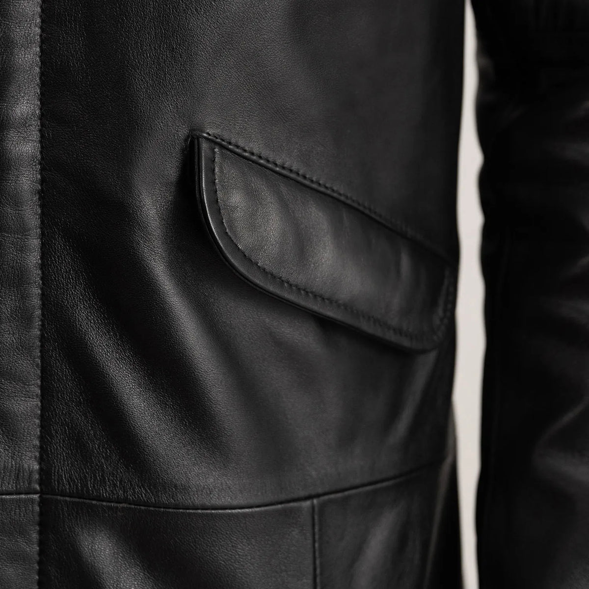 Delvin Black Leather Parka