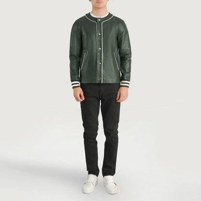 Willis Green Leather Varsity Jacket