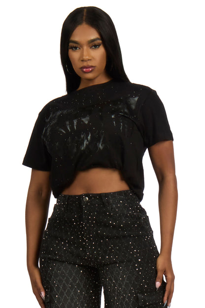 Andreas 2.0 Black Rhinestone T-Shirt
