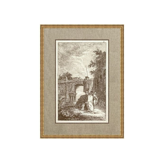 "French Country Etching" Framed Art Print