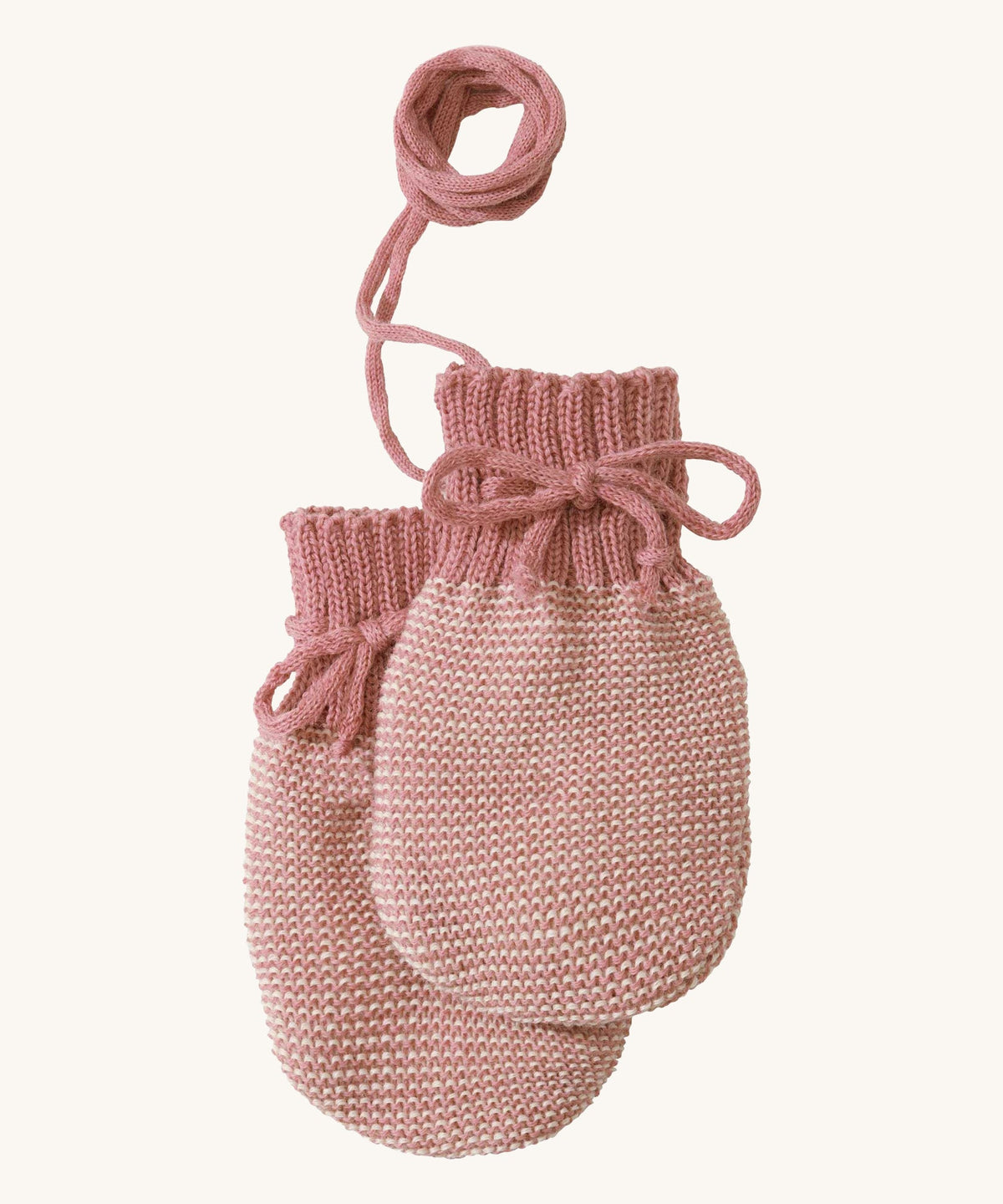 Disana Merino Wool Baby Mittens - Rose / Natural