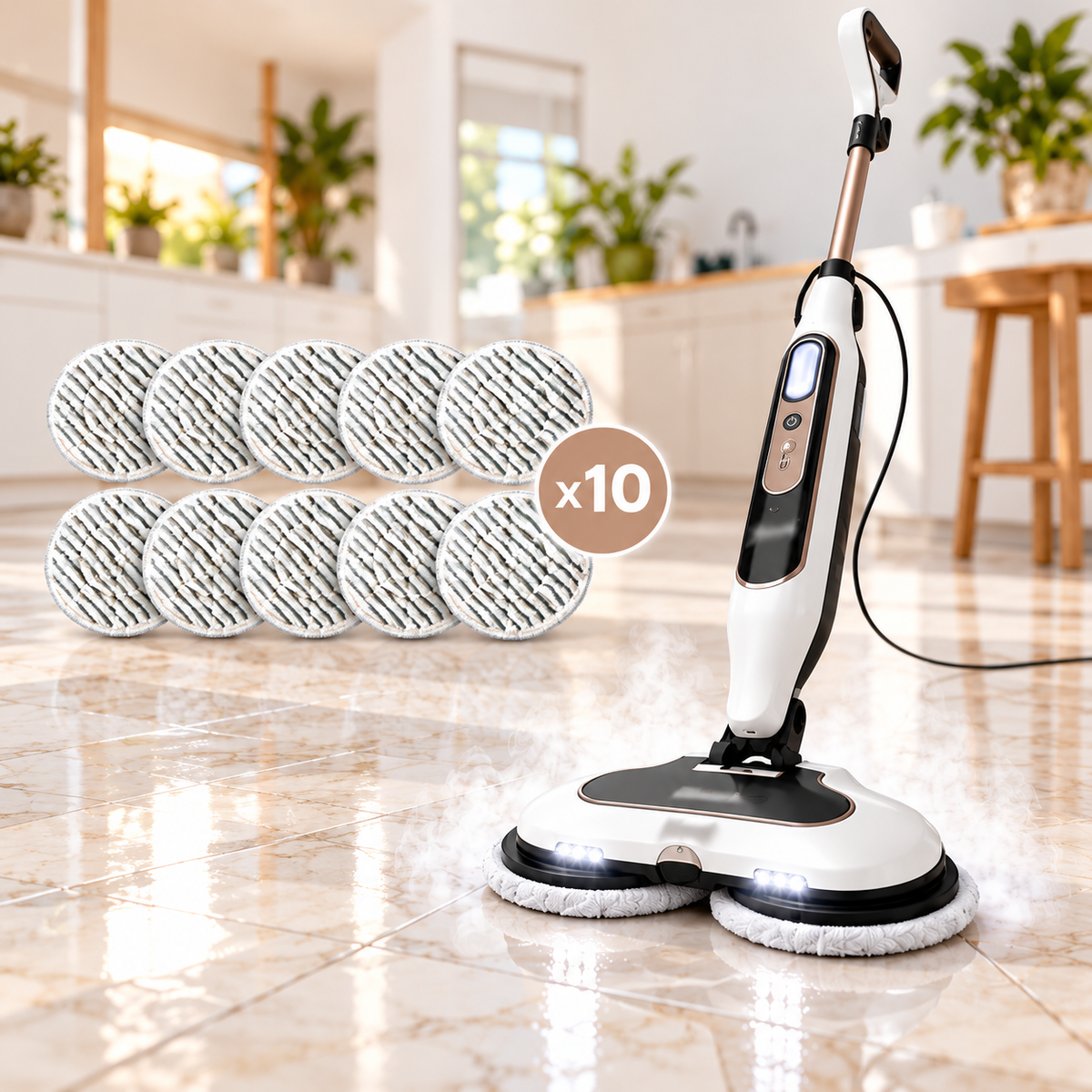 Steam Mop & Upgraded Steam Scrubber, 302°F High Temp Chemical-Free Floor Cleaner