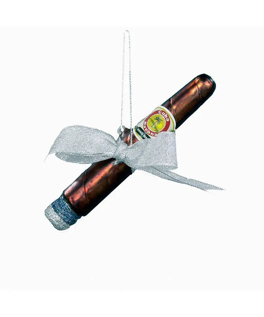 Cigar With Bow Glass Ornament - Noble Gemsâ¢