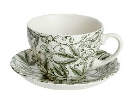 Burleigh Green Prunus Breakfast Cup and Saucer